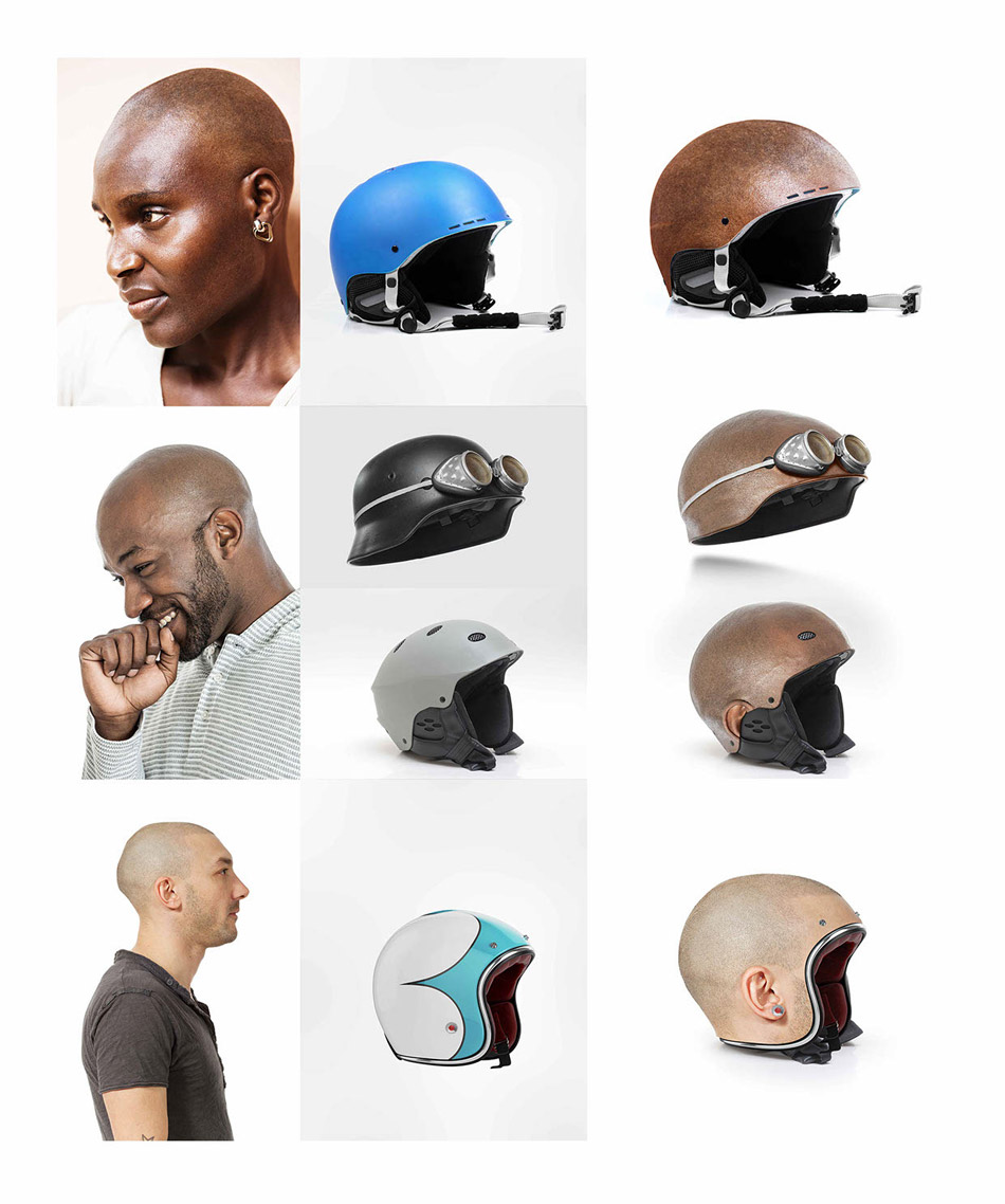 Casque de moto tête humaine