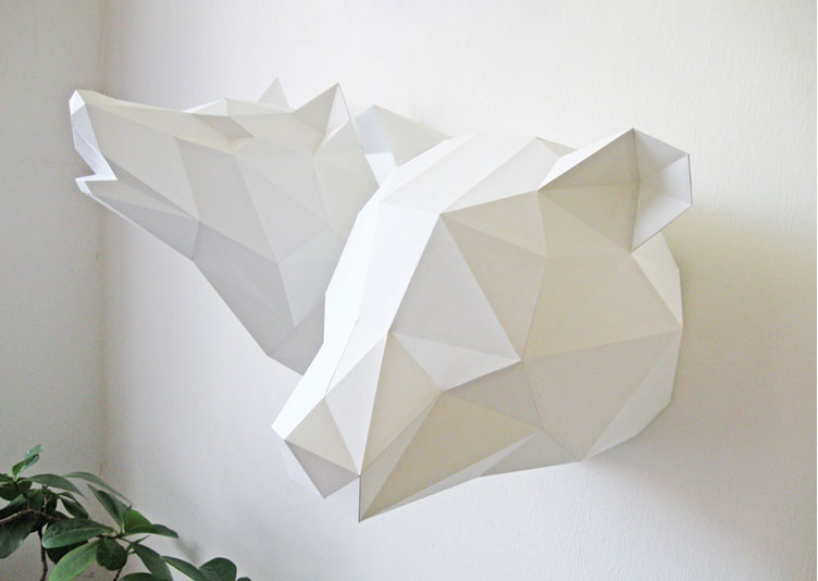 Tête de loup Murale Origami