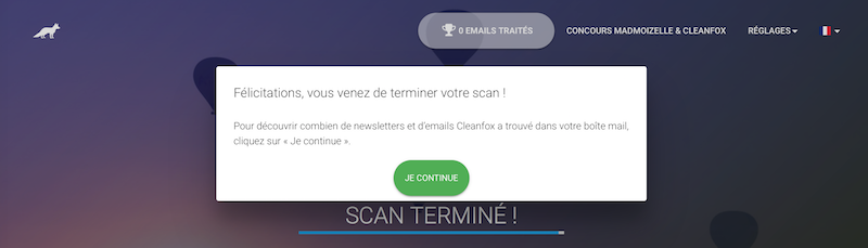 cleanfox scan boite mail